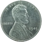 1943 Lincoln Wheat cent, zinc-coated steel, obverse