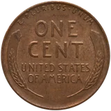 1942 Lincoln Wheat cent (no mint mark, Philadelphia), reverse
